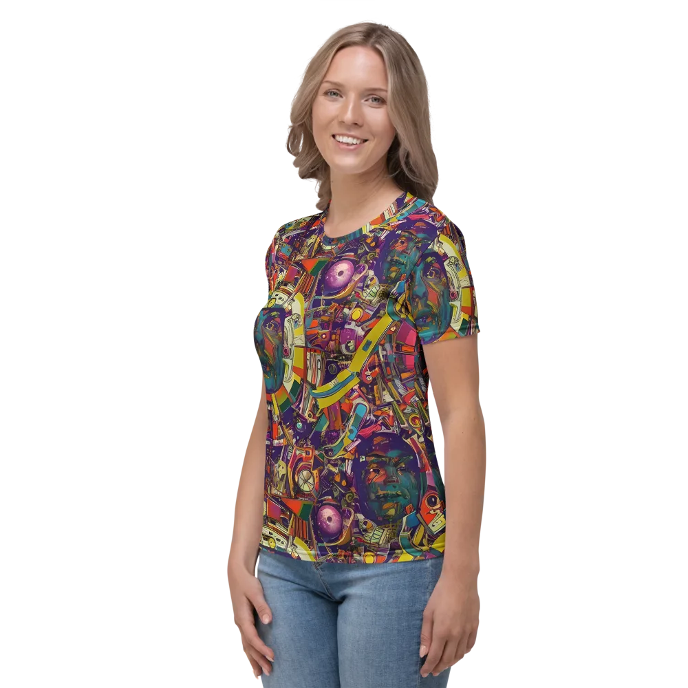 Cosmic Collage on Women's Crew Neck T-Shirt — Left
