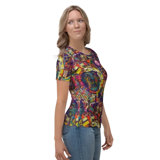 Cosmic Collage on a Women's Crew Neck T-Shirt