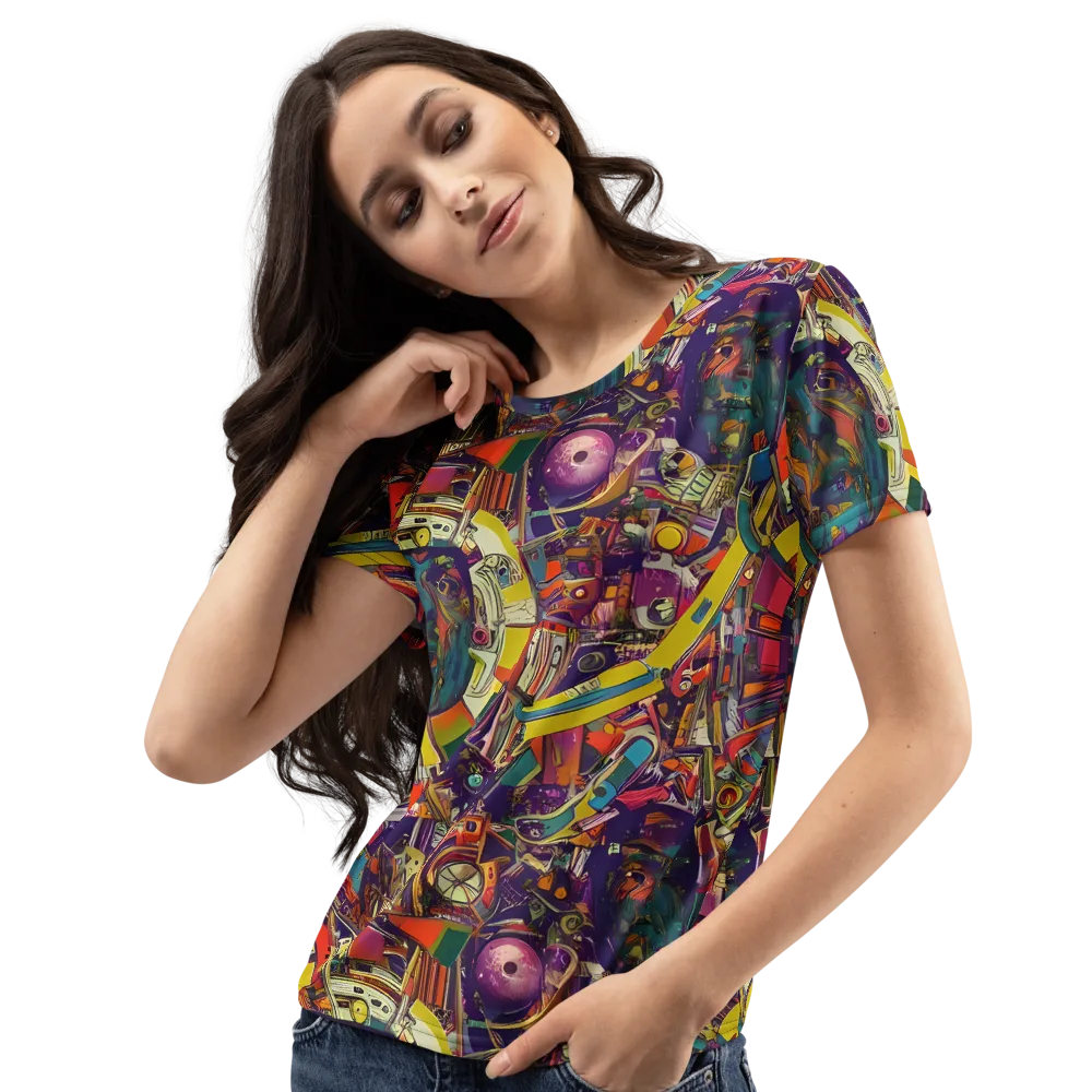 Cosmic Collage on Women's Crew Neck T-Shirt — Left Front
