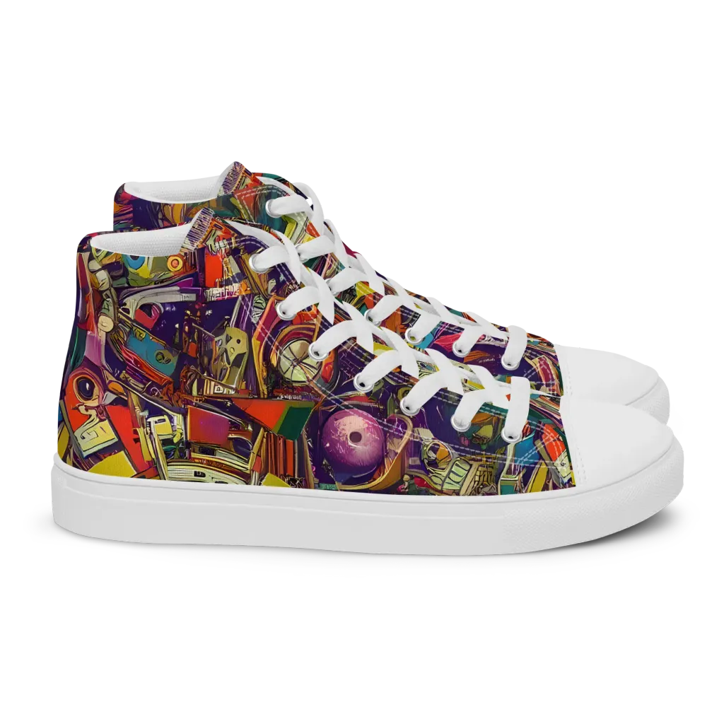 Cosmic Collage on Women's High Top Canvas Shoes — Right