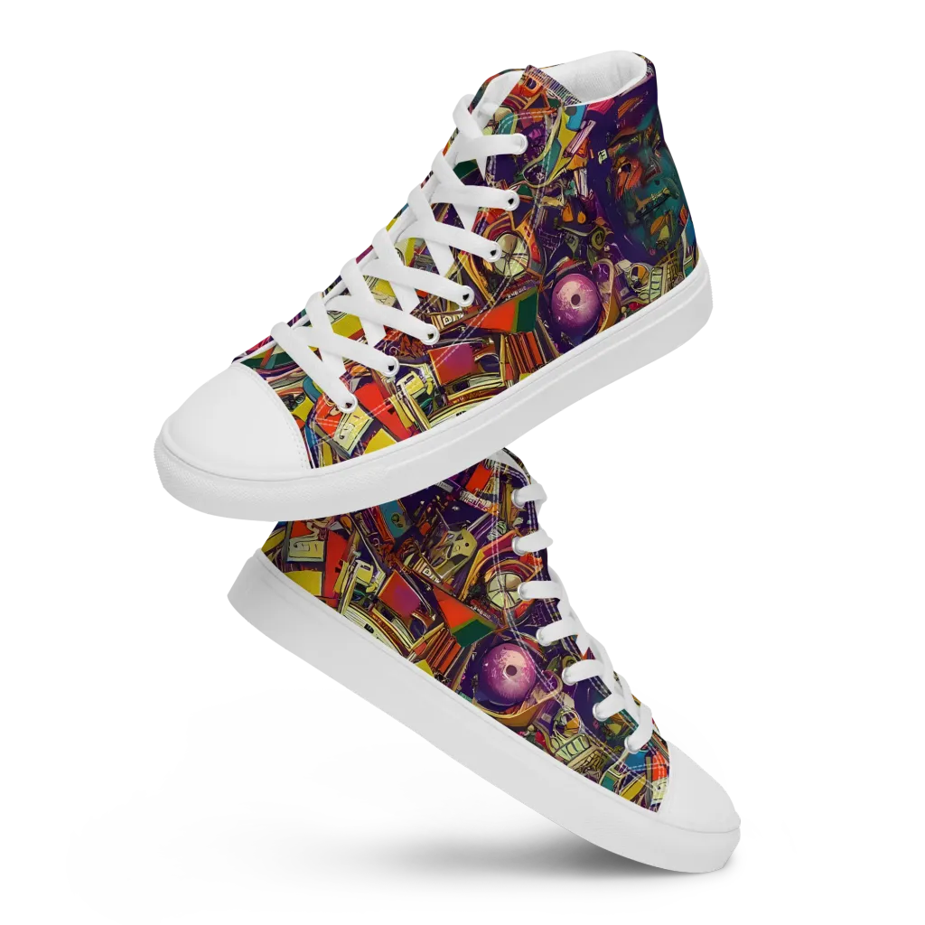 Cosmic Collage on Women's High Top Canvas Shoes — Front