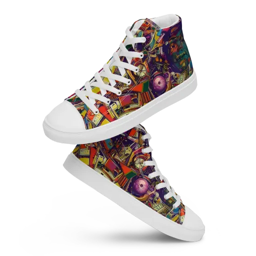 Cosmic Collage on a Women's High Top Canvas Shoes