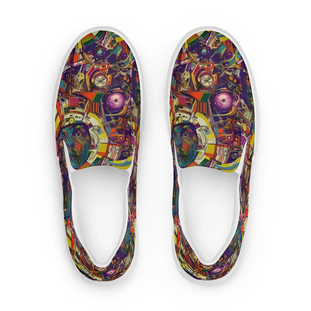 Cosmic Collage on Men's Slip-On Canvas Shoes — Front