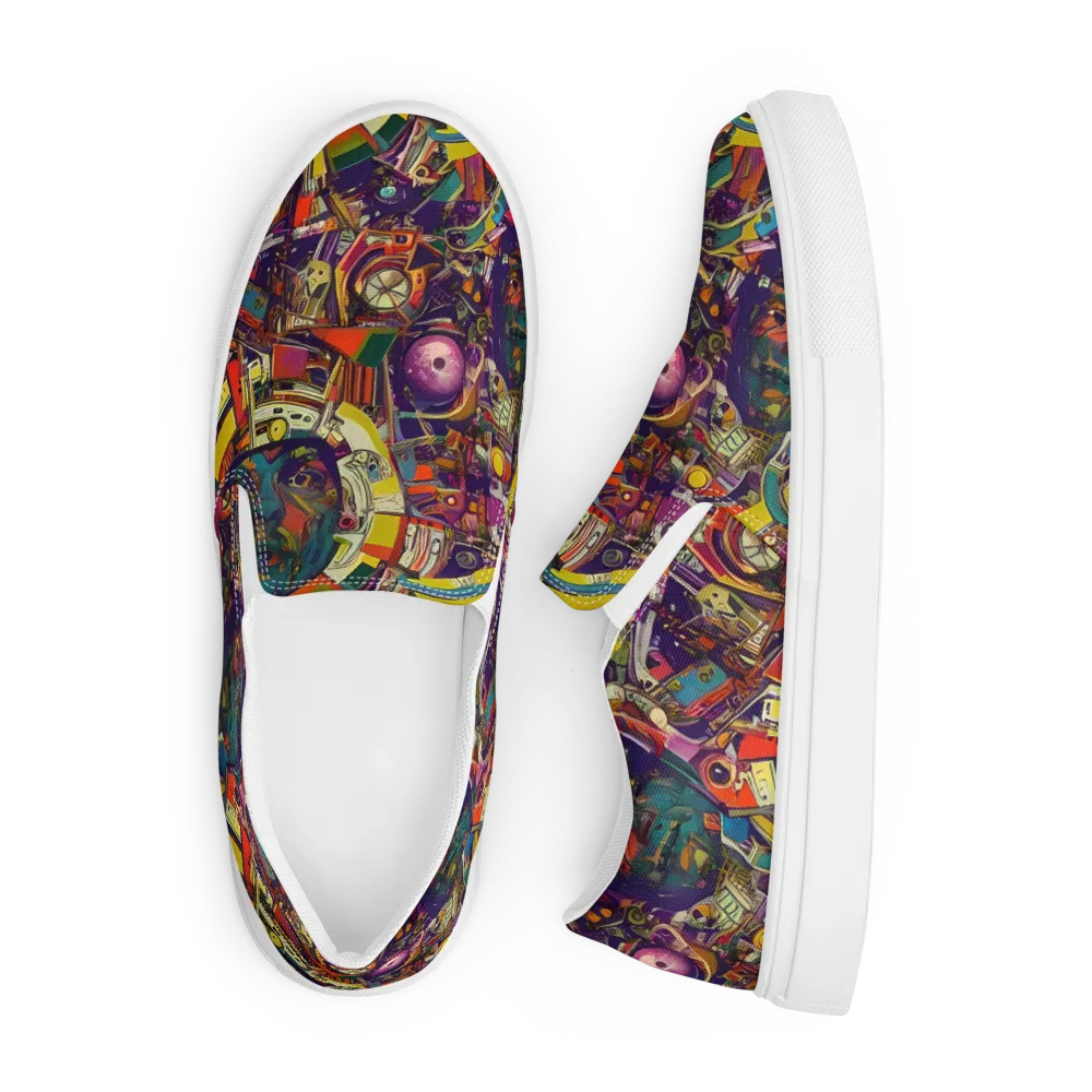 Cosmic Collage on Men's Slip-On Canvas Shoes — Front