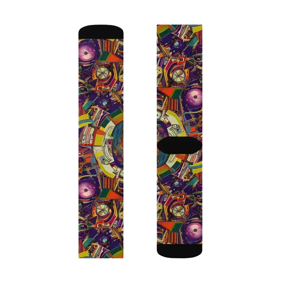 Cosmic Collage on Socks — Right Sock