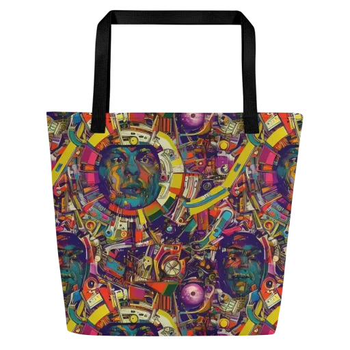 Cosmic Collage on a Large Tote Bag W/ Pocket