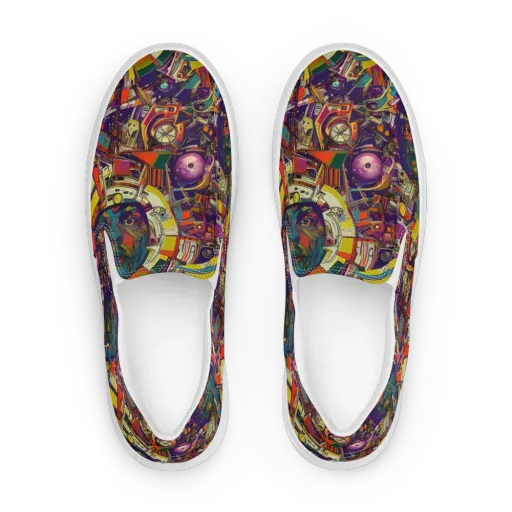 Cosmic Collage on a Women's Slip-On Canvas Shoes