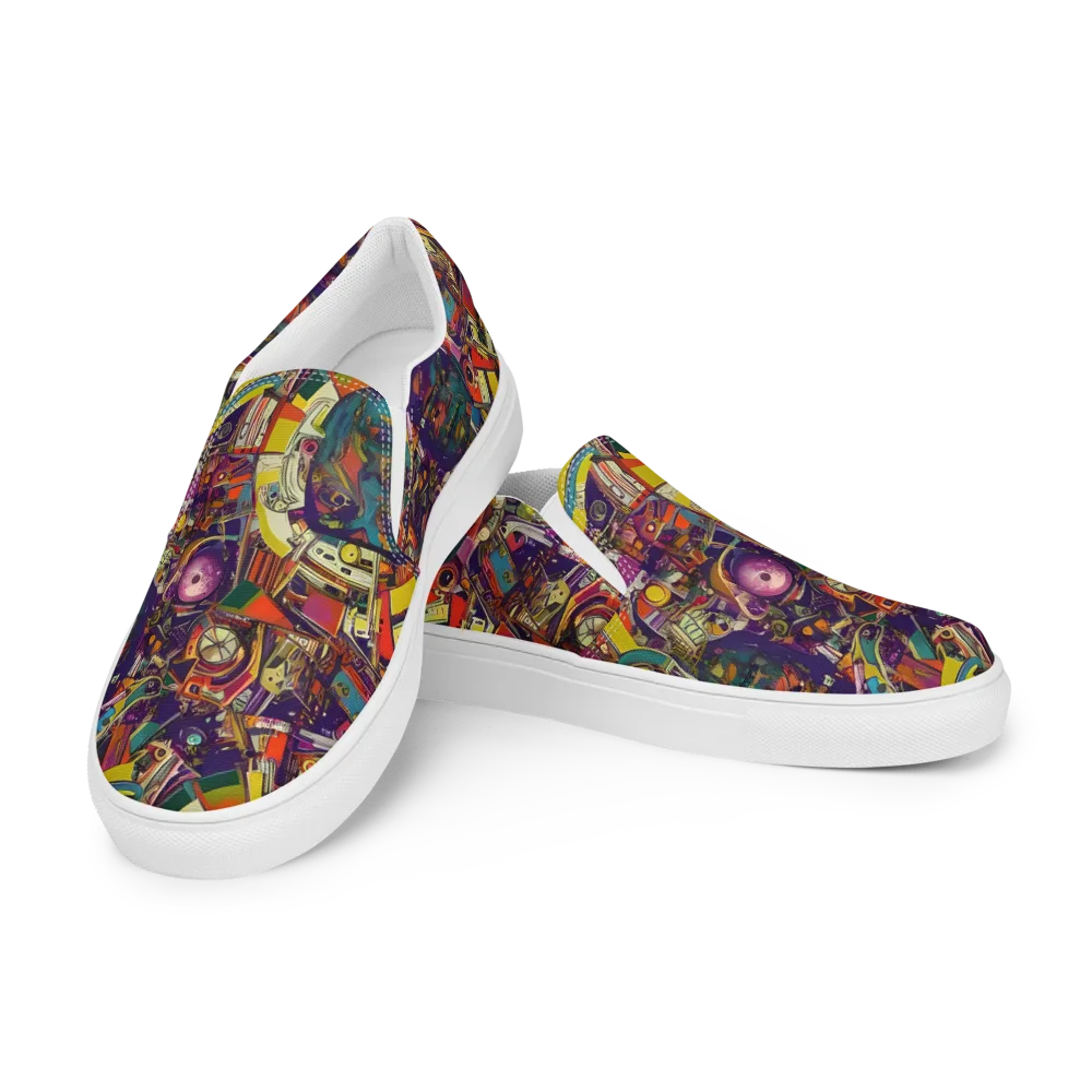 Cosmic Collage on Women's Slip-On Canvas Shoes — Left Front