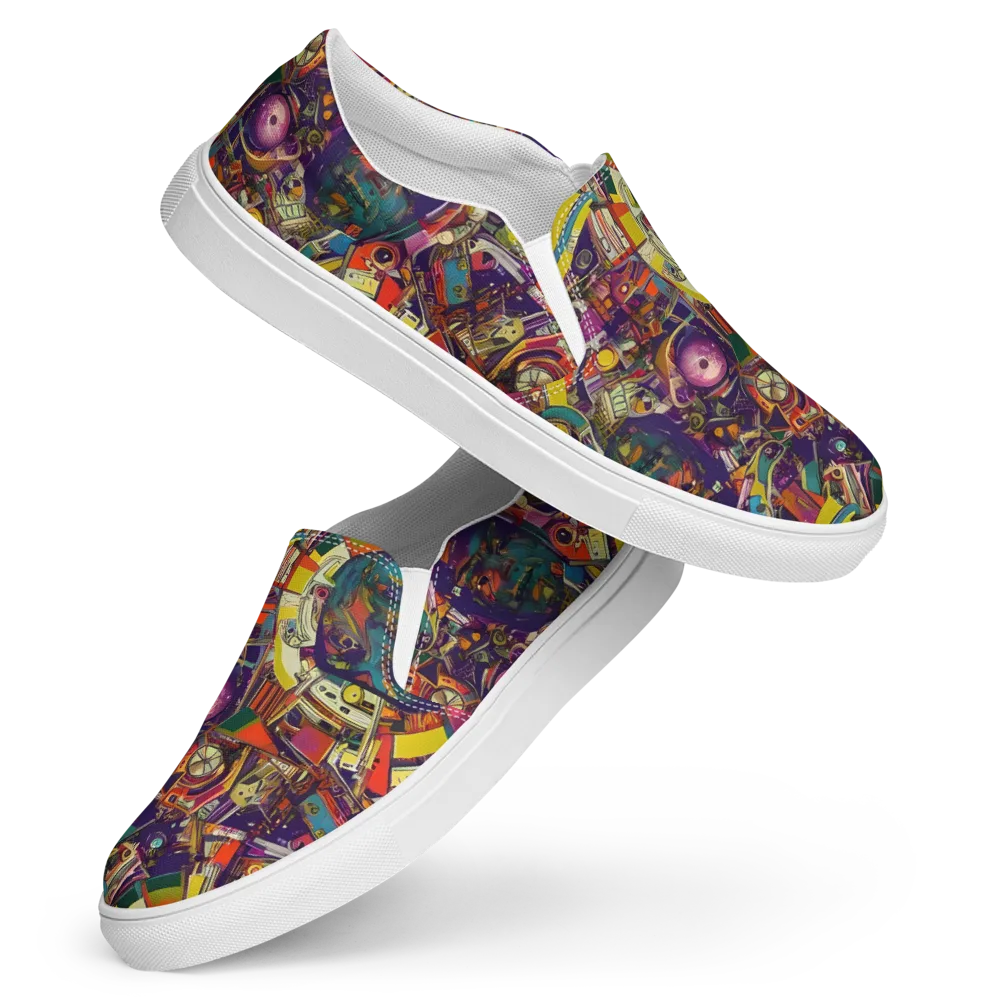 Cosmic Collage on Women's Slip-On Canvas Shoes — Front
