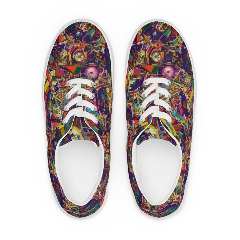 Cosmic Collage on Men's Lace-Up Canvas Shoes — Front