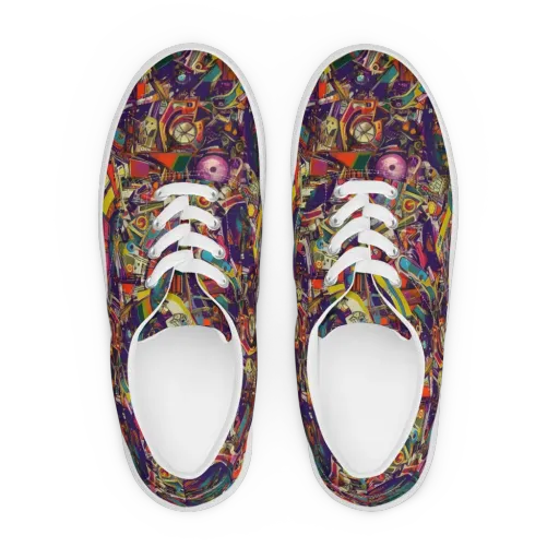 Cosmic Collage on a Men's Lace-Up Canvas Shoes