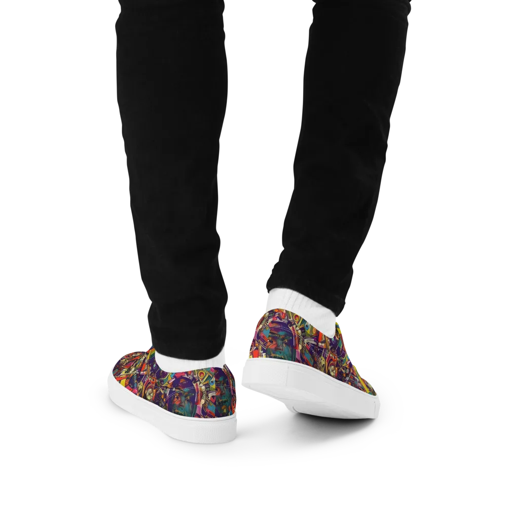 Cosmic Collage on Men's Lace-Up Canvas Shoes — Back