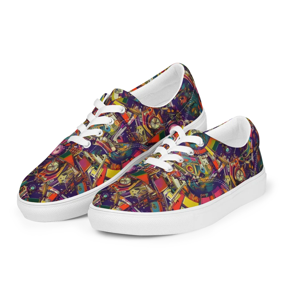 Cosmic Collage on Men's Lace-Up Canvas Shoes — Left Front