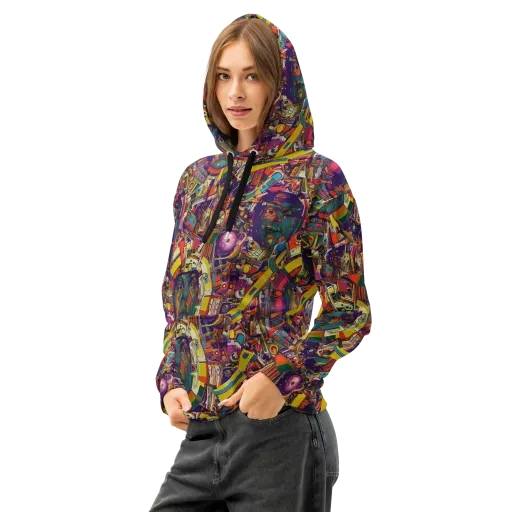 Cosmic Collage on a Cotton Hoodie