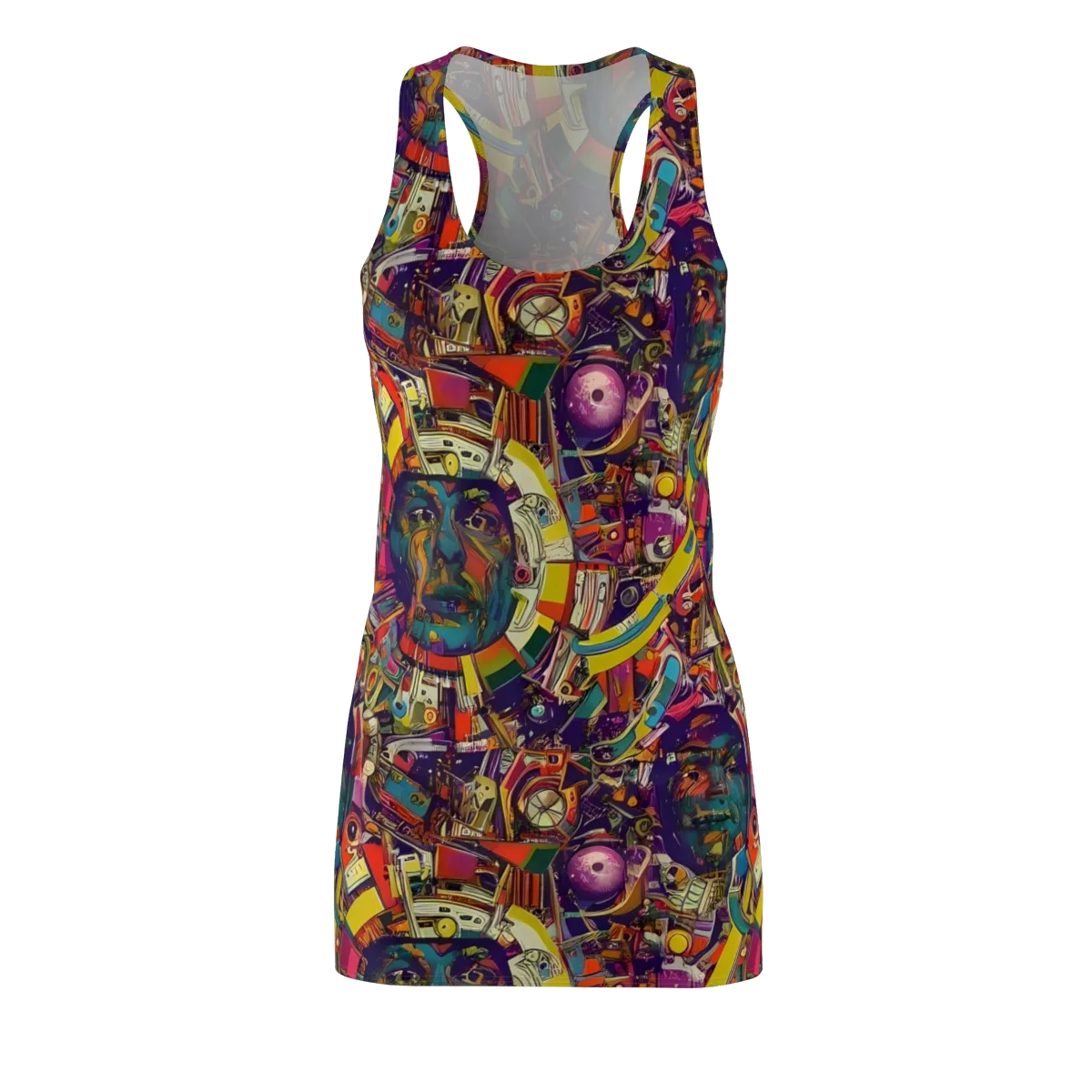 Cosmic Collage on Racerback Dress — Front