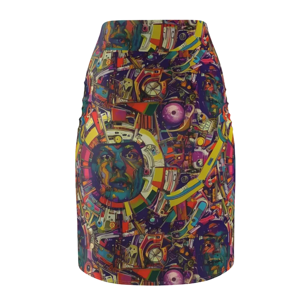 Cosmic Collage on Pencil Skirt — Back