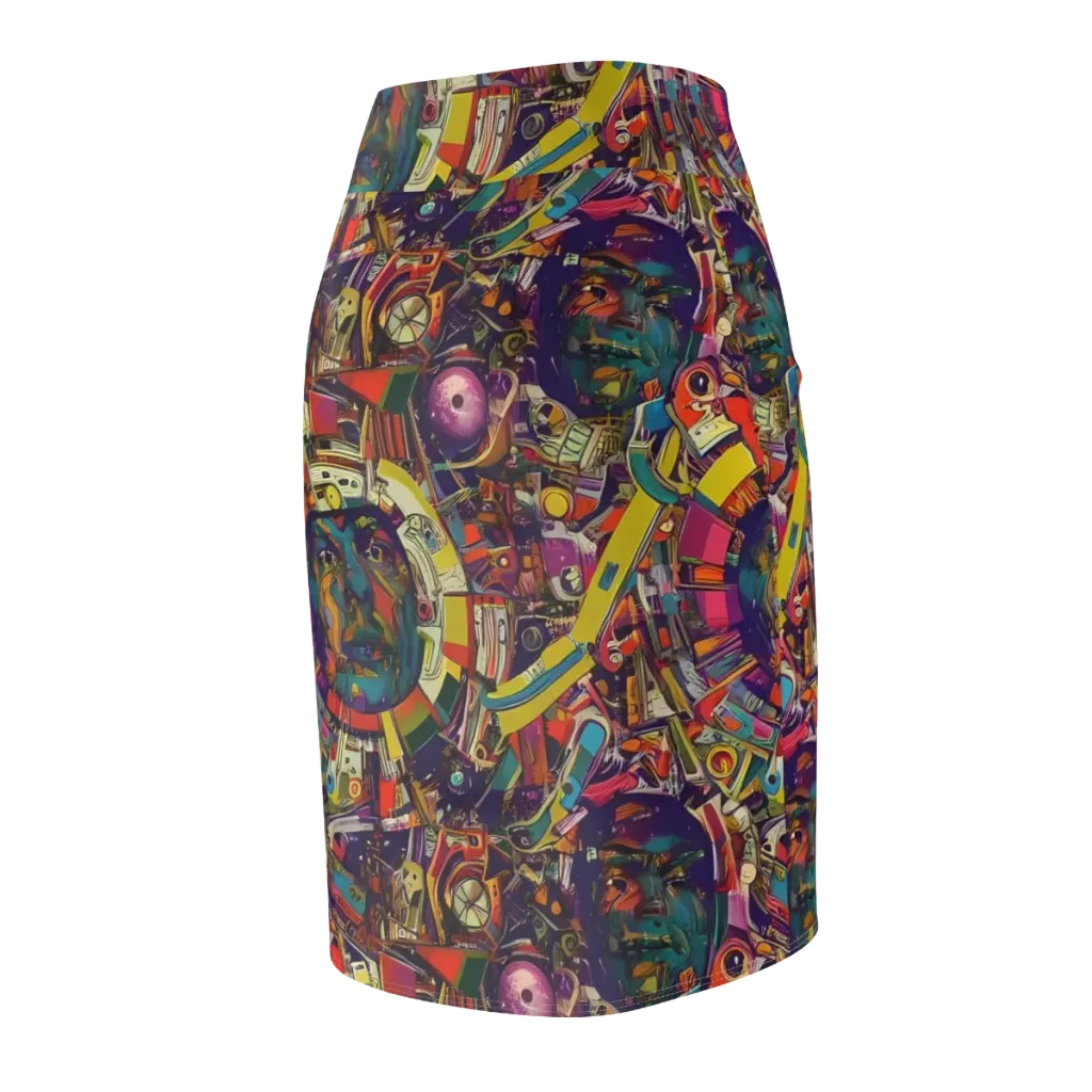 Cosmic Collage on Pencil Skirt — Back Side