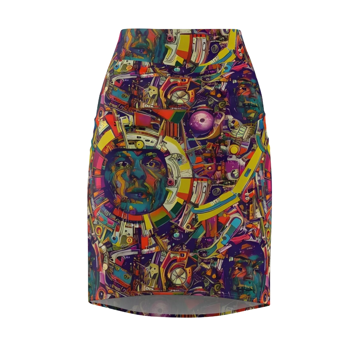 Cosmic Collage on Pencil Skirt — Front