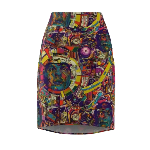 Cosmic Collage on a Pencil Skirt