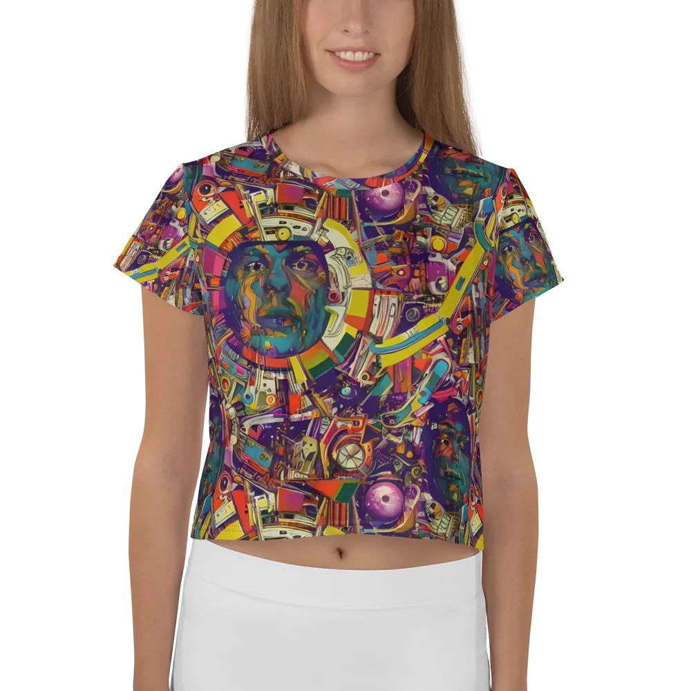 Cosmic Collage on Crop Tee — Front