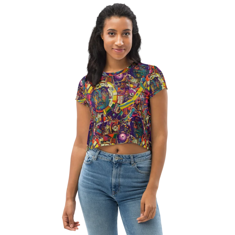 Cosmic Collage on Crop Tee — Front