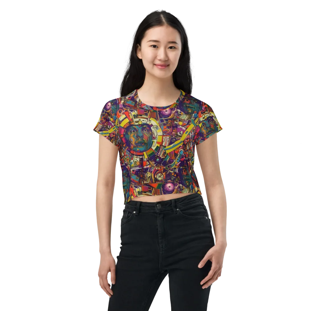 Cosmic Collage on Crop Tee — Front