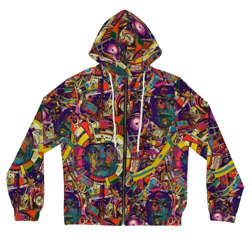 Cosmic Collage on a Women's Full-Zip Hoodie
