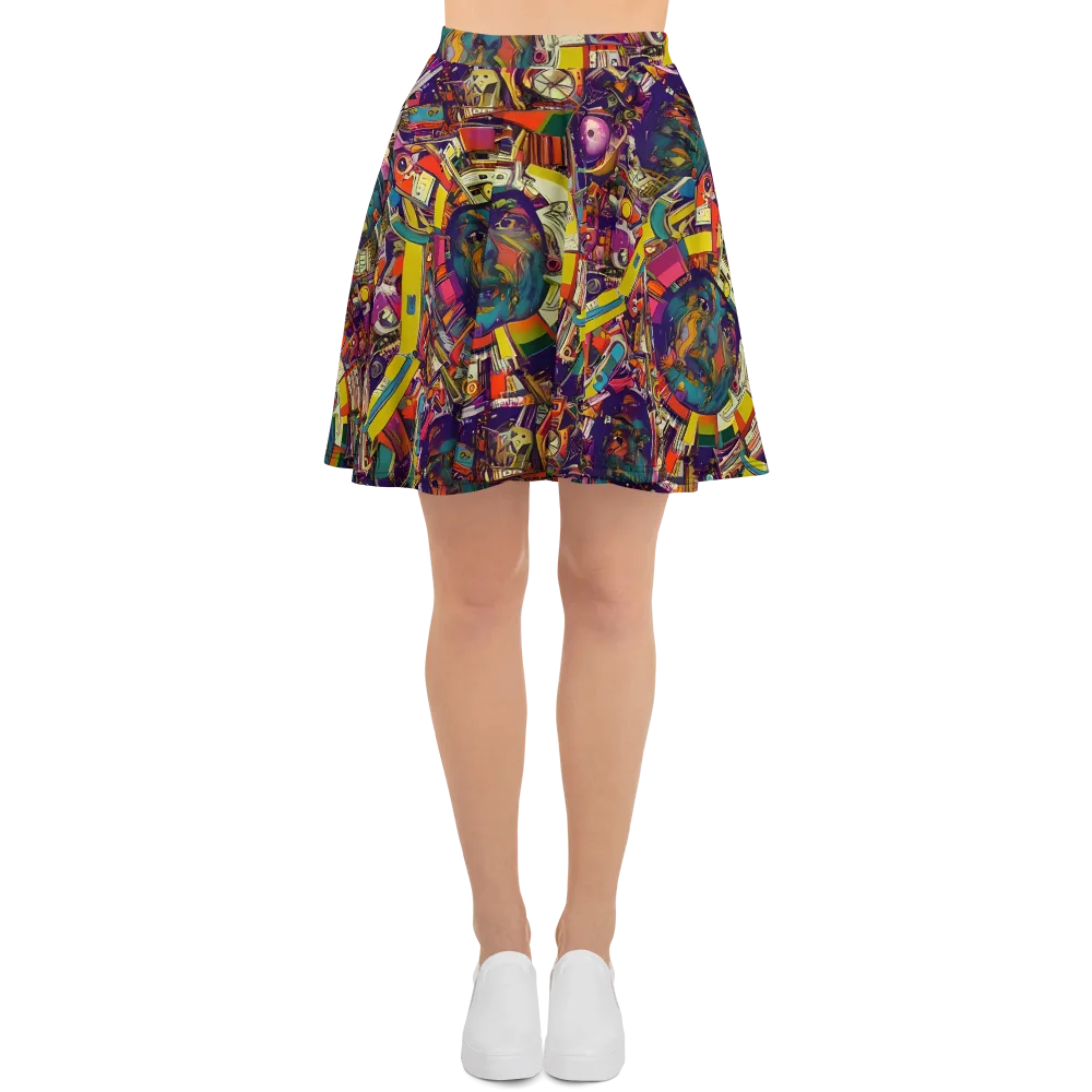 Cosmic Collage on Skater Skirt — Front