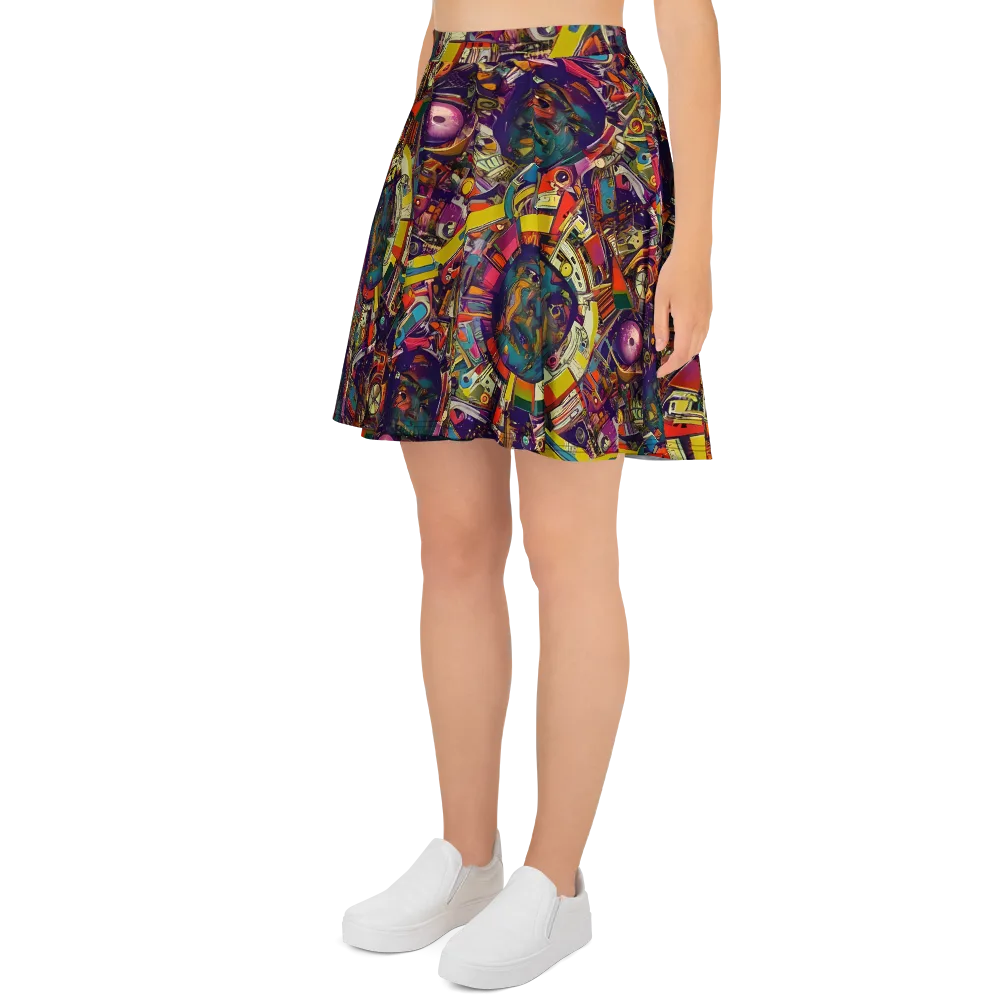 Cosmic Collage on Skater Skirt — Left