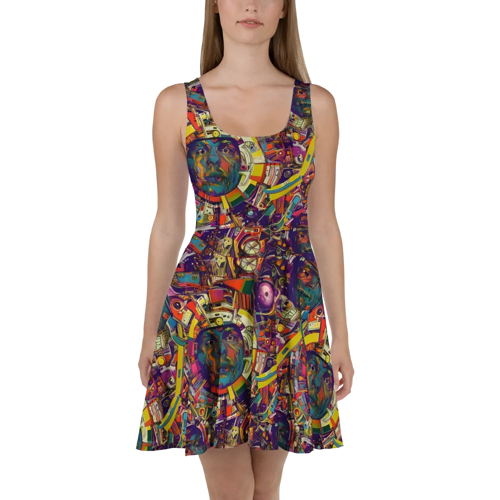 Cosmic Collage on Skater Dress — Front