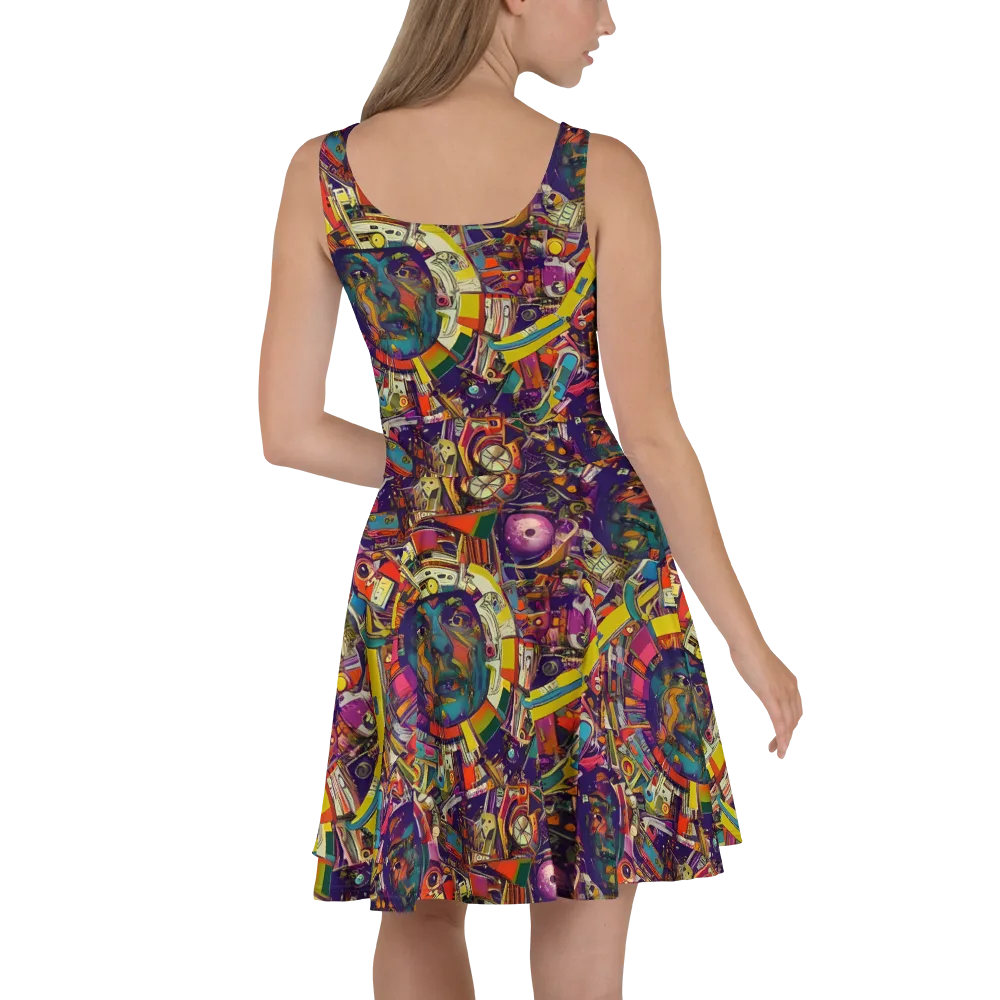Cosmic Collage on Skater Dress — Back