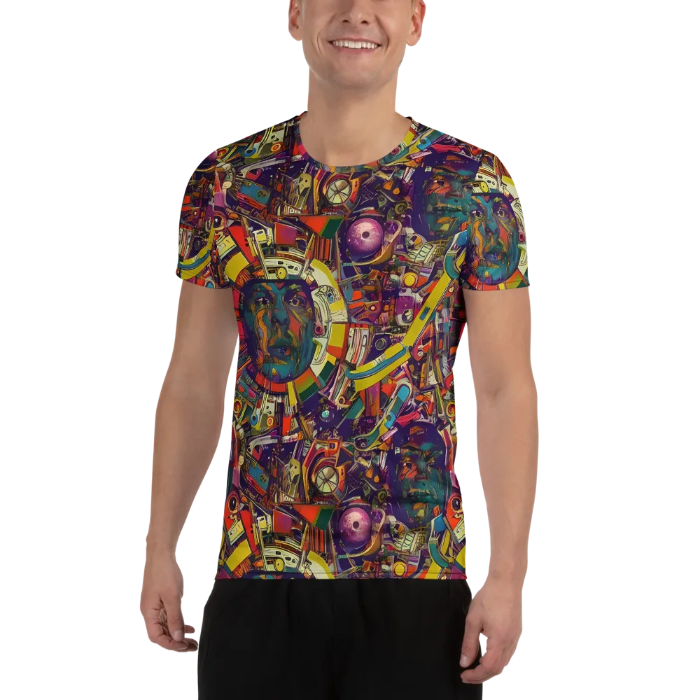 Cosmic Collage on Men's Athletic T-Shirt — Front