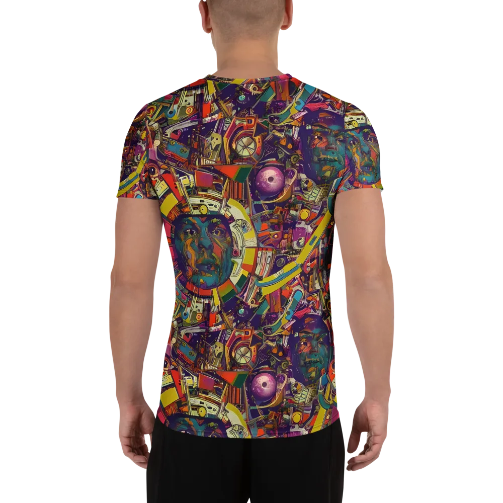 Cosmic Collage on Men's Athletic T-Shirt — Back