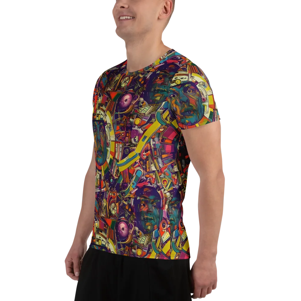 Cosmic Collage on Men's Athletic T-Shirt — Left