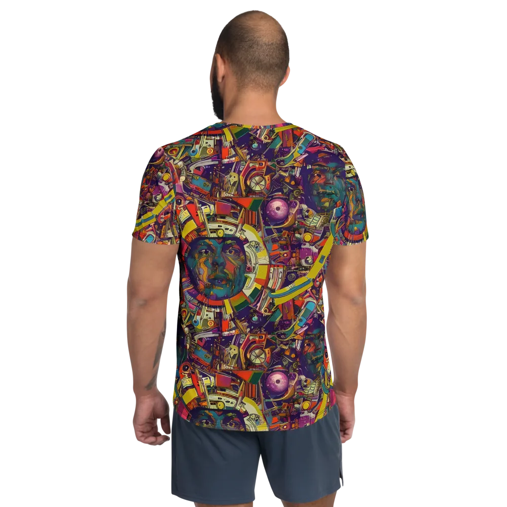Cosmic Collage on Men's Athletic T-Shirt — Back