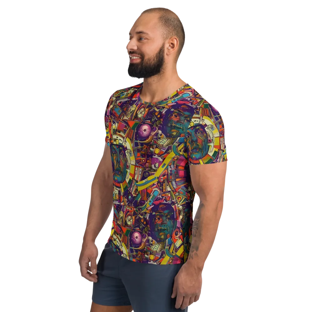 Cosmic Collage on Men's Athletic T-Shirt — Left