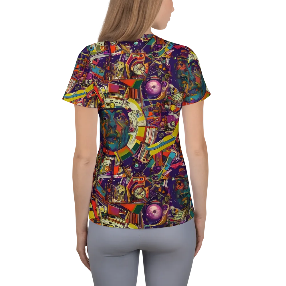 Cosmic Collage on Women's Athletic T-Shirt — Back