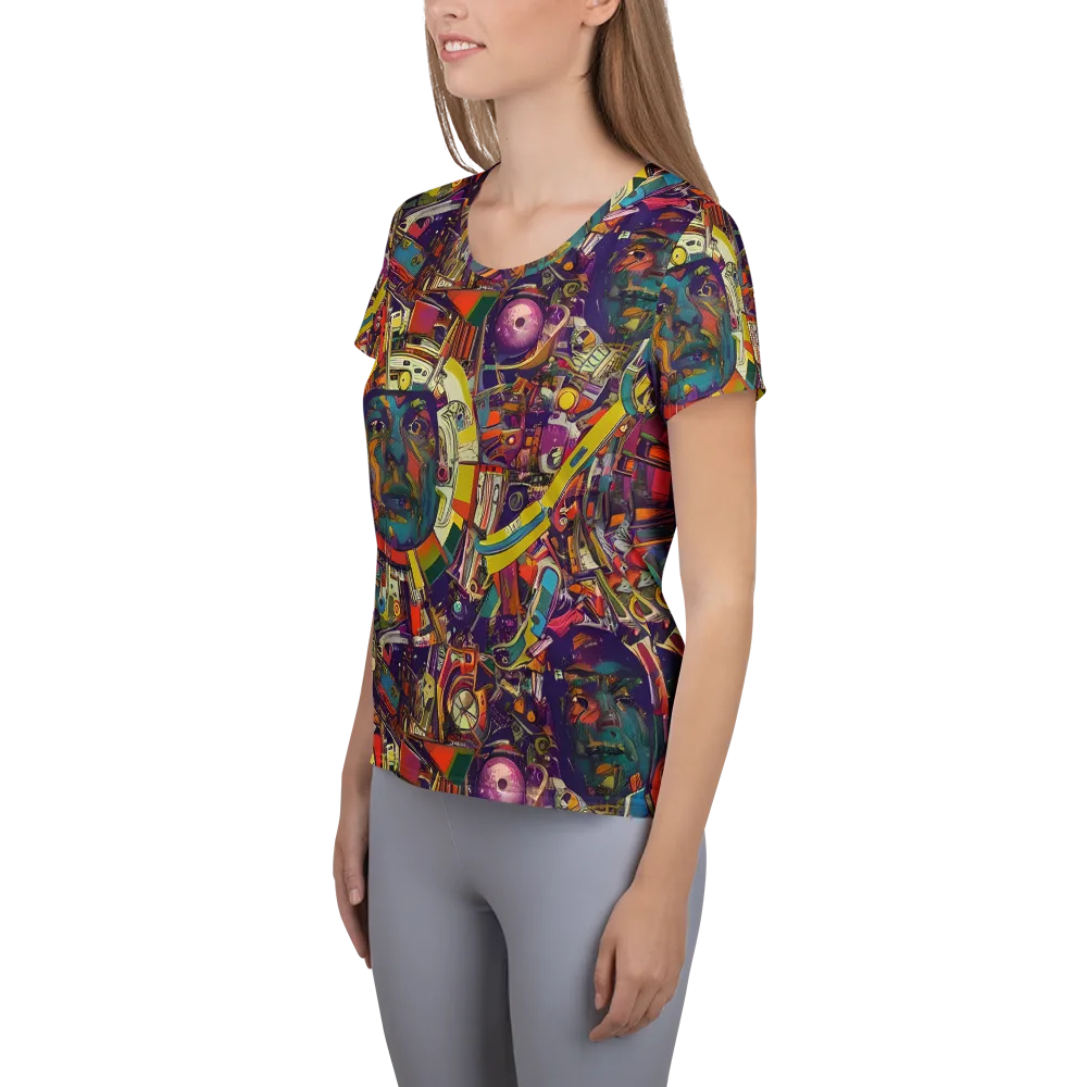 Cosmic Collage on Women's Athletic T-Shirt — Left