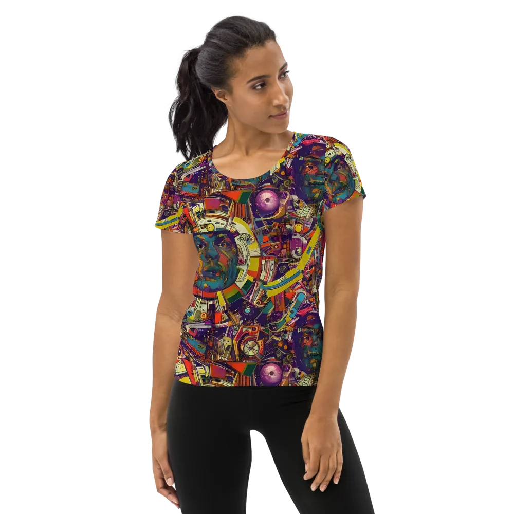 Cosmic Collage on Women's Athletic T-Shirt — Front
