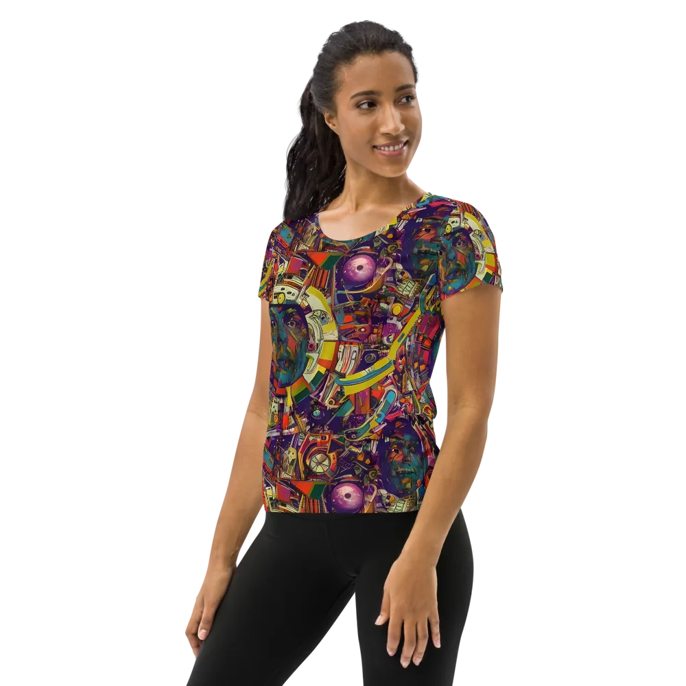 Cosmic Collage on Women's Athletic T-Shirt — Left