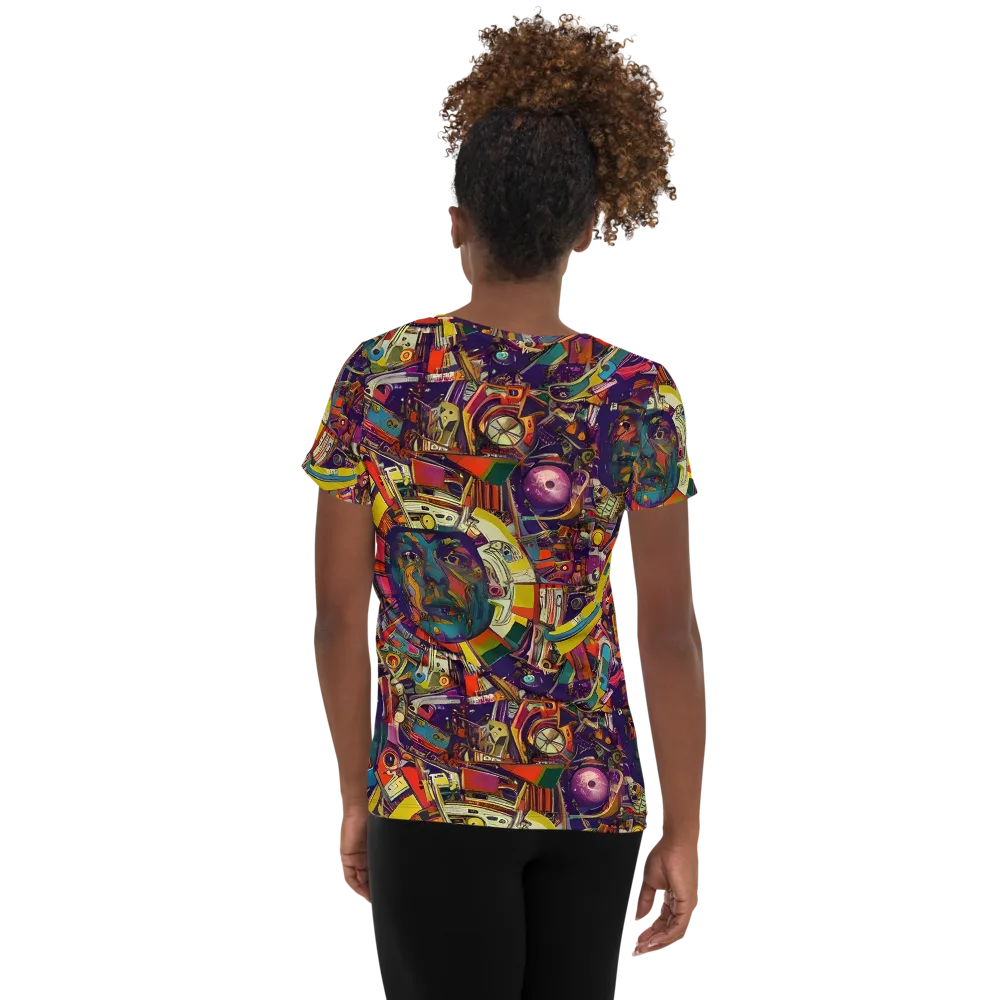 Cosmic Collage on Women's Athletic T-Shirt — Back