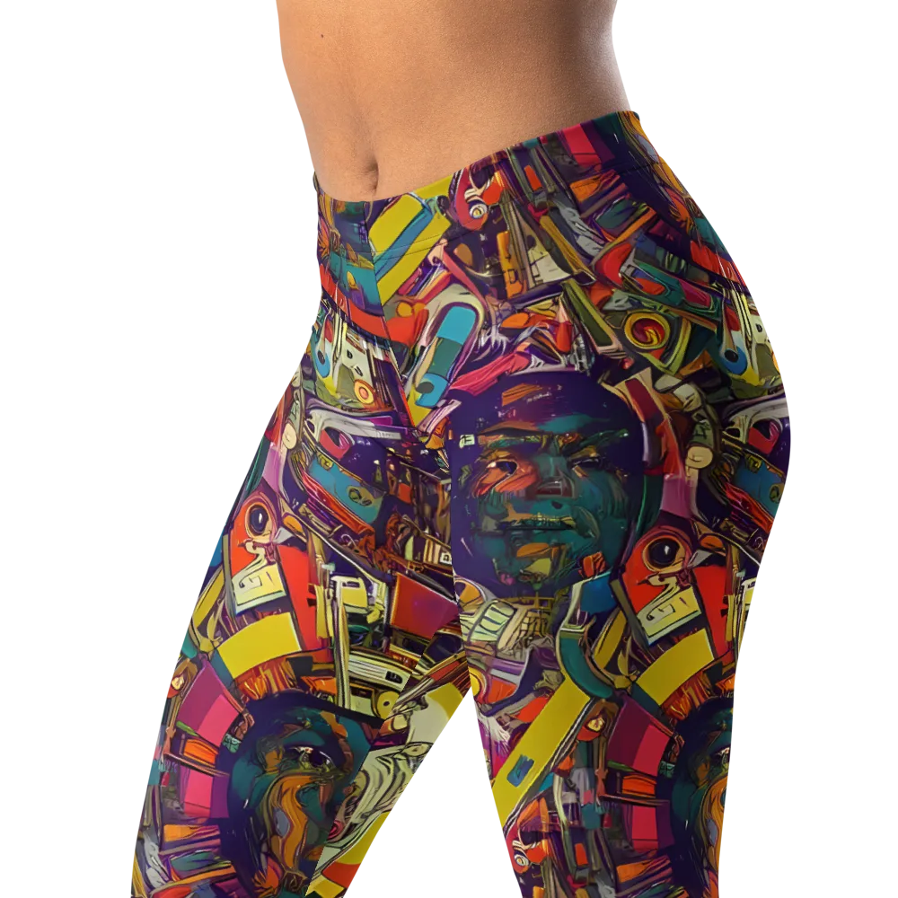 Cosmic Collage on Leggings — Left Front
