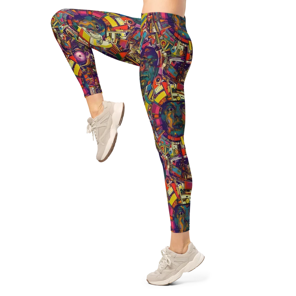 Cosmic Collage on Leggings — Left