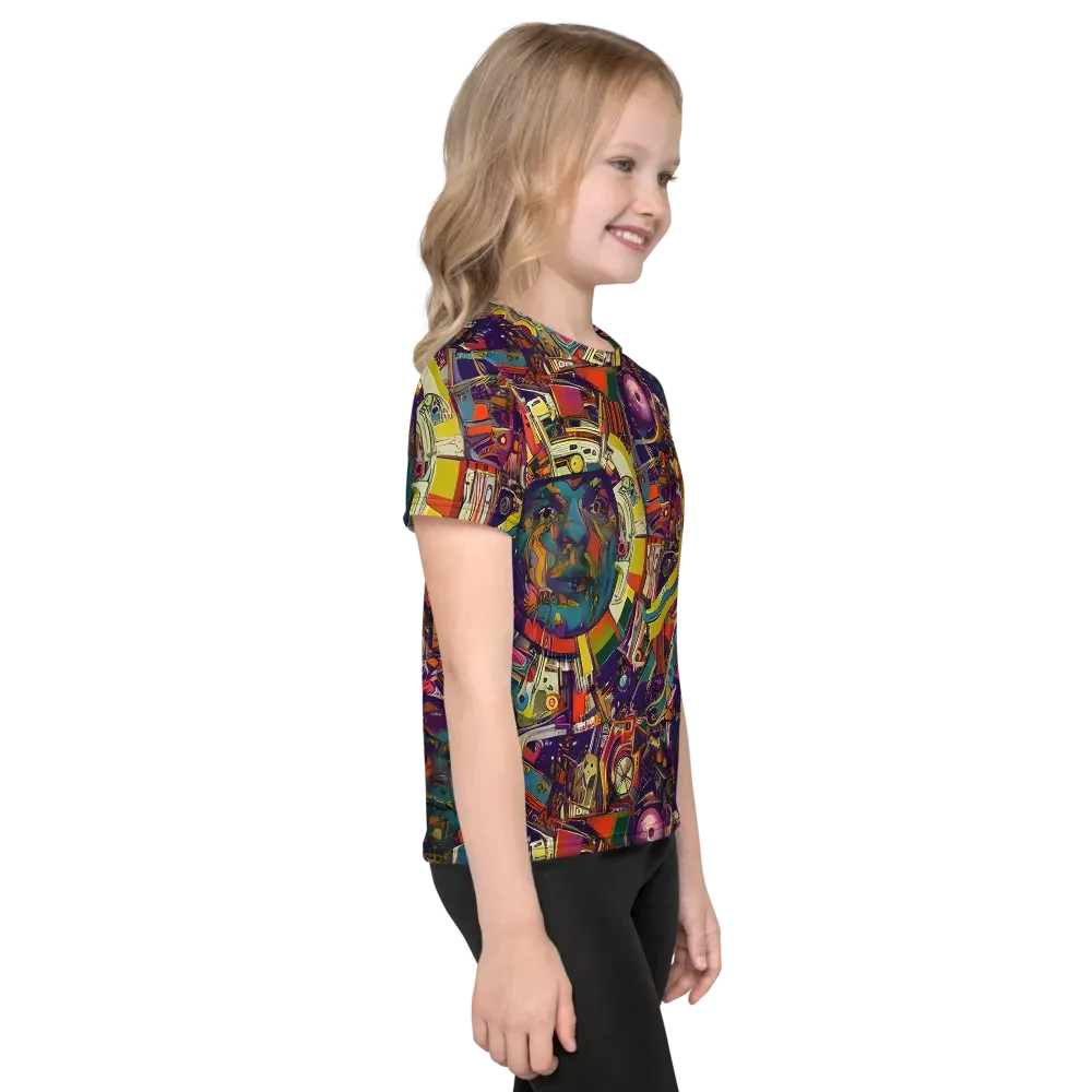 Cosmic Collage on Kids Crew Neck T-Shirt — Right