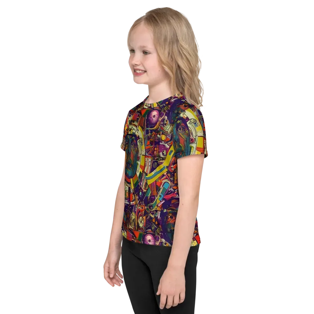 Cosmic Collage on Kids Crew Neck T-Shirt — Left