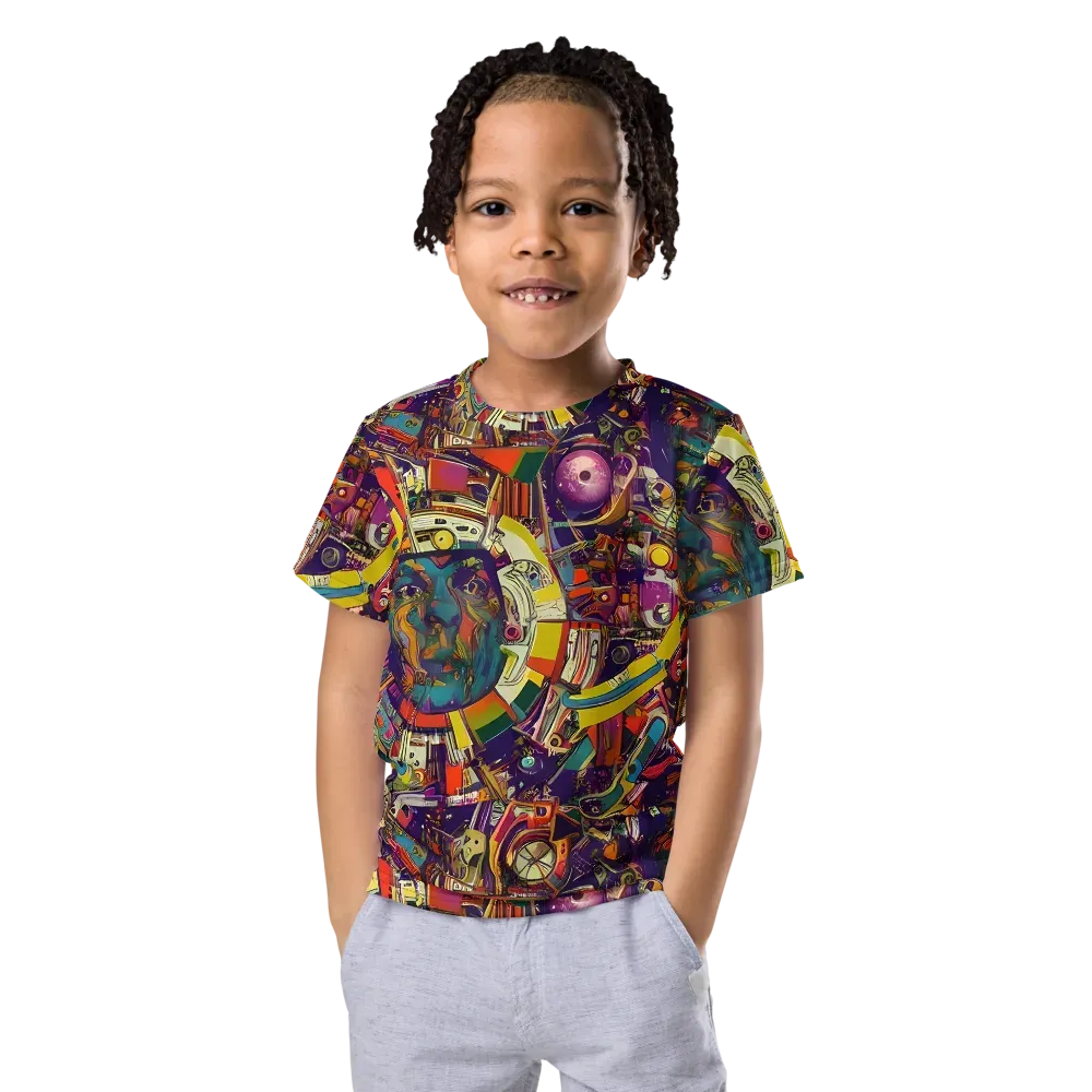 Cosmic Collage on Kids Crew Neck T-Shirt — Front