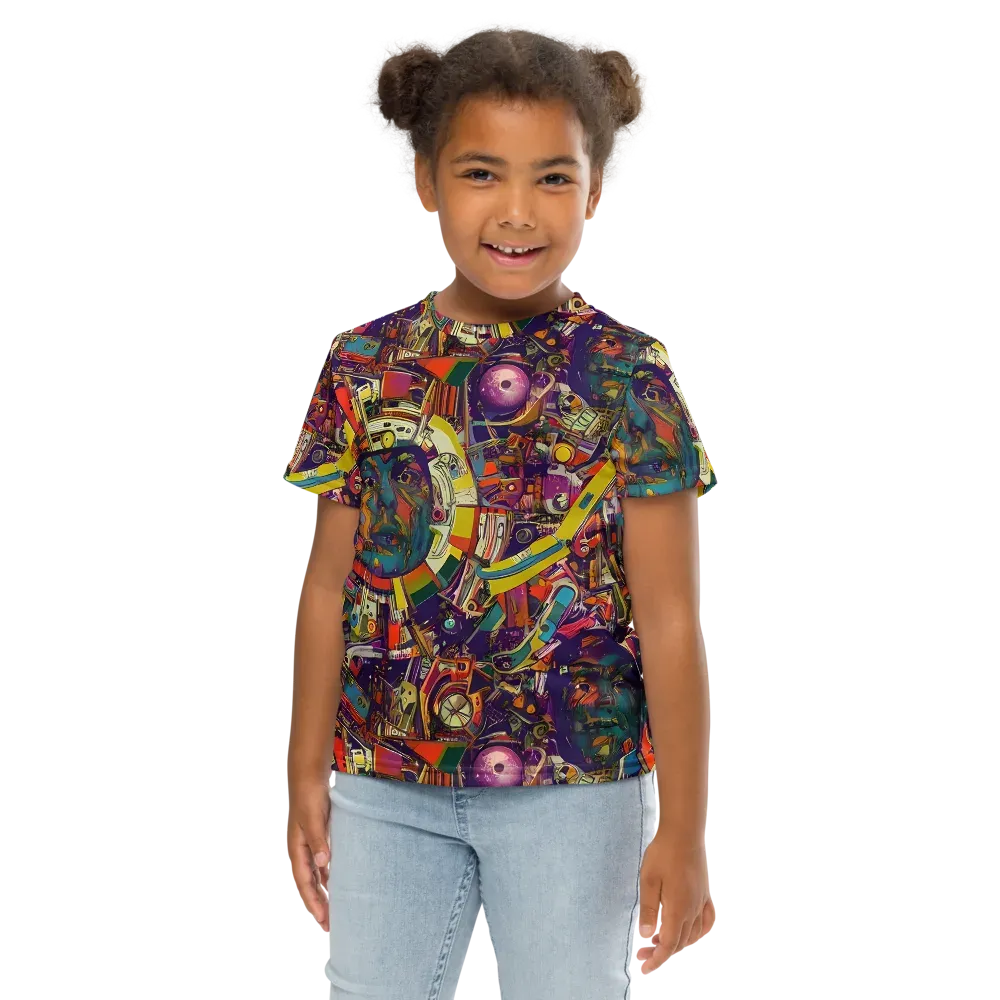 Cosmic Collage on Kids Crew Neck T-Shirt — Front