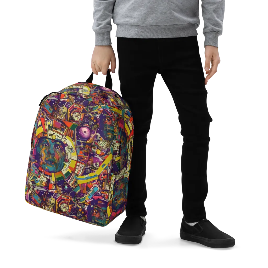 Cosmic Collage on Minimalist Backpack — Zoomed-in