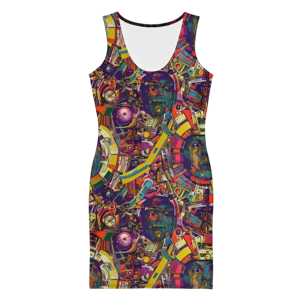 Cosmic Collage on Bodycon Dress — Front