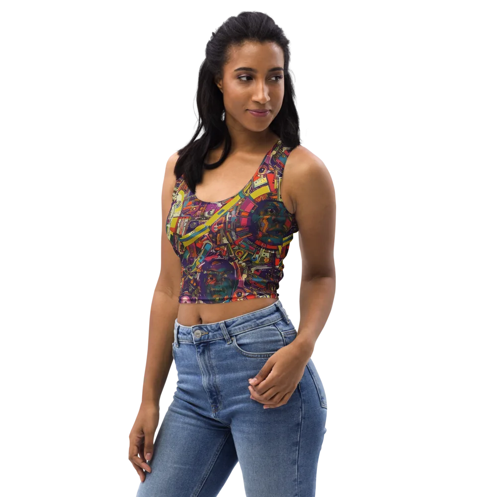 Cosmic Collage on Crop Top — Left Front